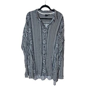 ASOS Black and White Button‎ Down Blouse Top Size 5XL